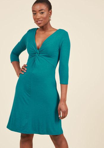  Dress For Yes Knit Dress In Teal In Xxs