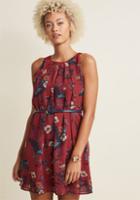 Modcloth Great Wavelengths Dress In Burgundy Bloom In L