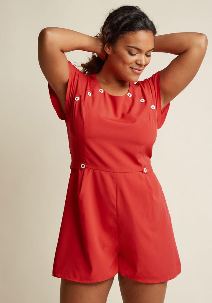Modcloth Nostalgic Discovery Romper In L
