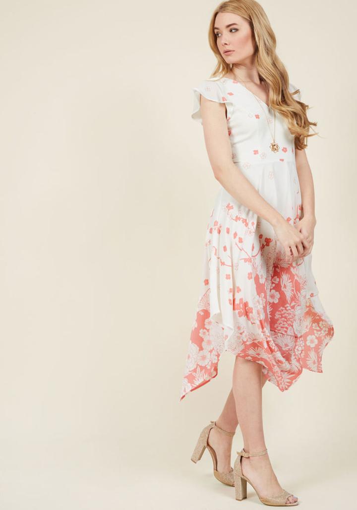 Modcloth Symphonically Sweet Floral Midi Dress In L