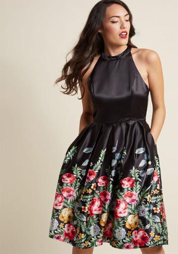 Modcloth Aplomb, Exemplified Fit And Flare Dress In L