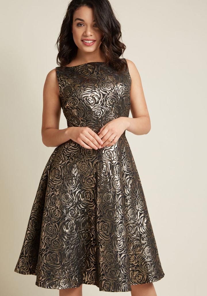 Modcloth Rosy Radiance Fit And Flare Dress In 4x