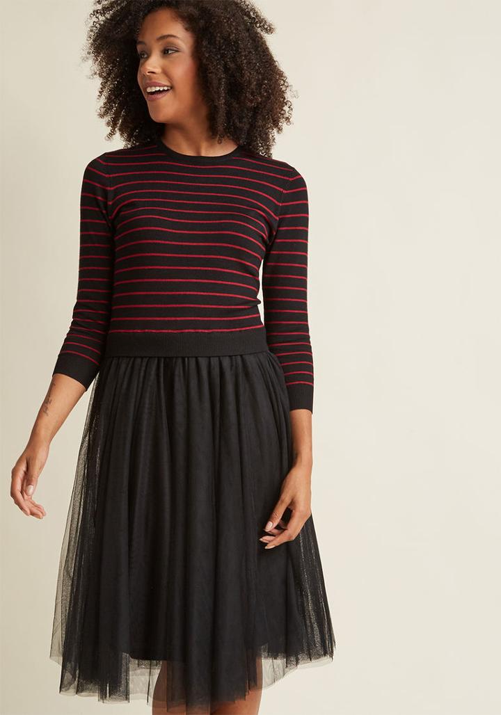 Modcloth Tokyo Gift Twofer Midi Dress In Black In S