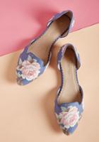 Restricted Well-stepped D'orsay Flat In Botanical Blue In 8.5