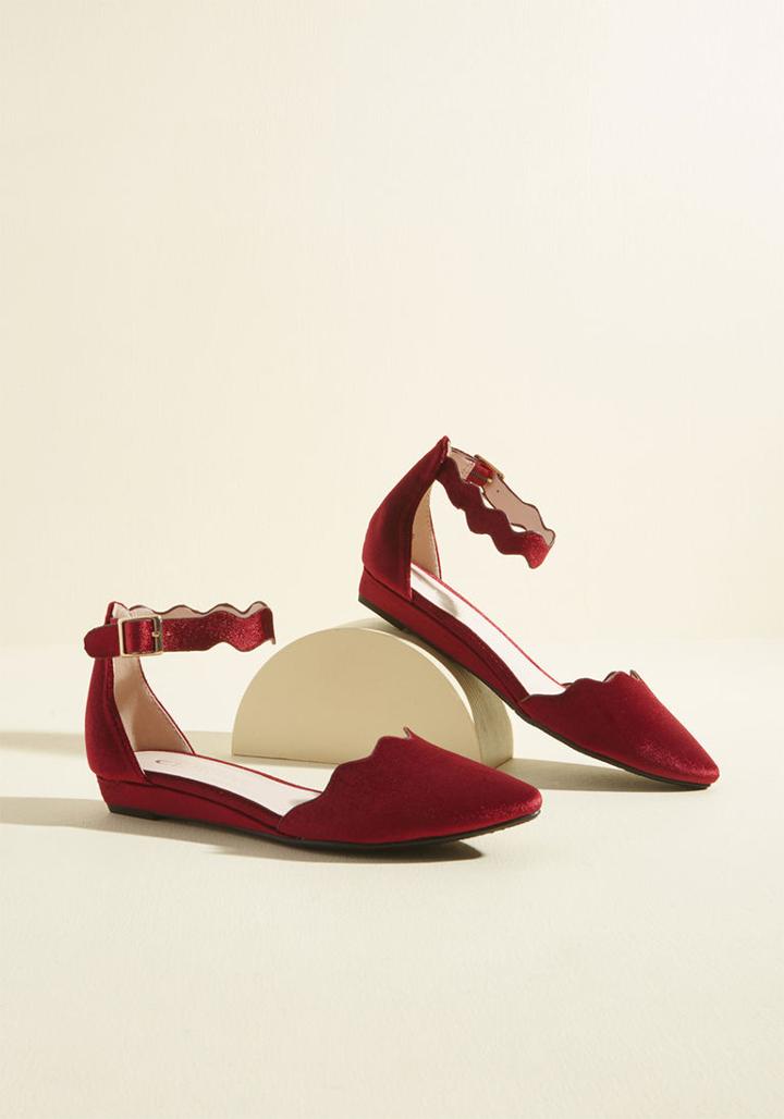Modcloth Everywhere And Any Flair Flat In Burgundy Velvet In 7