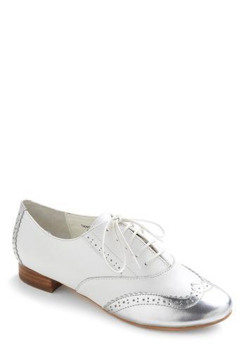 T&c Footwear Formerly G.o. Max Silver And Brogue Flat From Modcloth