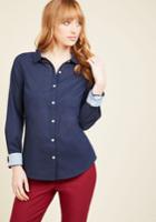  Off To A Good Start-up Button-up Top In Dark Wash In S