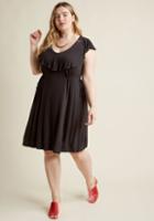 Modcloth Ruffle Front Knit Dress In Jet Black In S