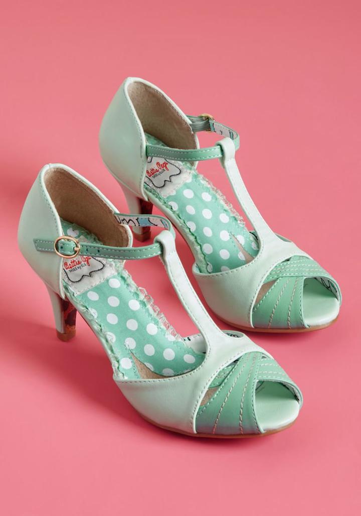Bettiepage Trademark Gait T-strap Heel In Mint In 11