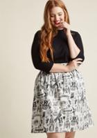 Modcloth Fright On Track Cotton A-line Skirt In Xs