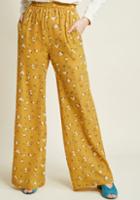 Modcloth Floral Wide-leg Palazzo Pants In Goldenrod In 3x