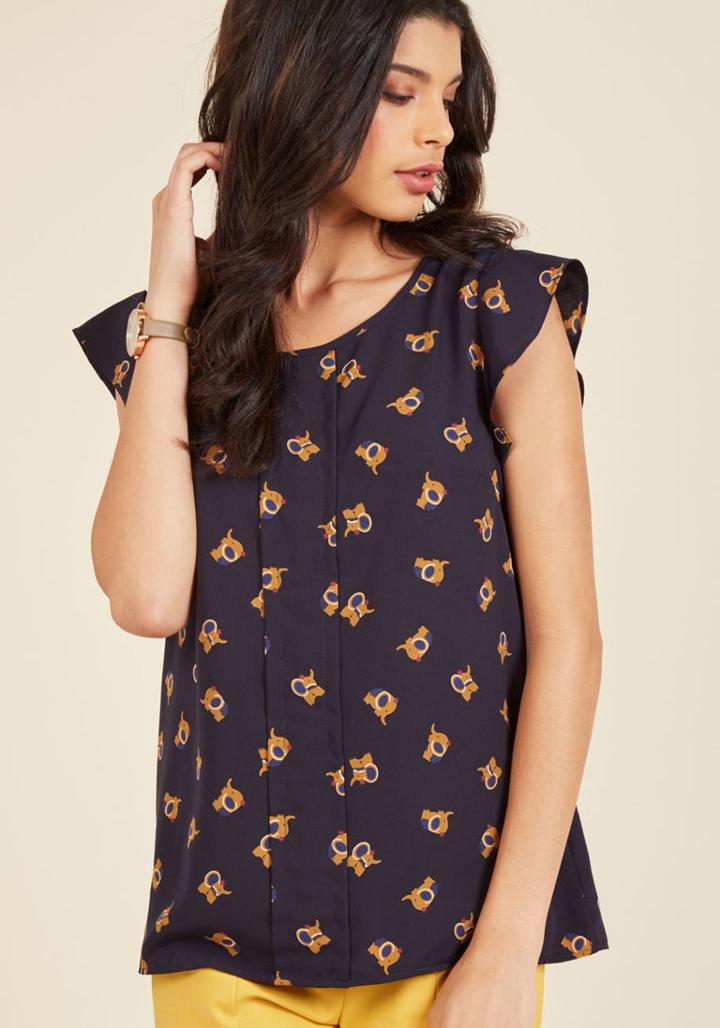 Modcloth Star Of The Seminar Top In Elephants In 1x