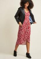 Modcloth Lanai Must Be Dreaming Midi Dress In Crimson Floral In S