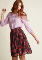 Modcloth Sheer Button-up Tie-neck Top In Lavender Dots In 2x