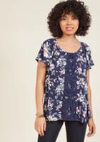 Modcloth Park! Who Goes There? Top In Blue Floral In L