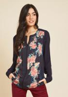  Podcast Co-host Top In Navy Floral In L