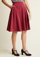Modcloth Just This Sway Midi Skirt In Maroon