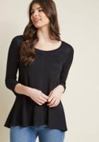 Modcloth Knit Top With Peplum And 3/4 Sleeves In Xxs