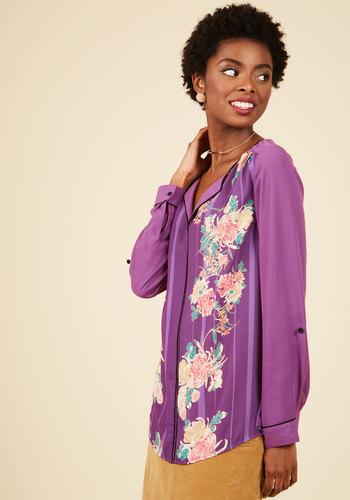  Podcast Co-host Top In Purple Floral In Xxs