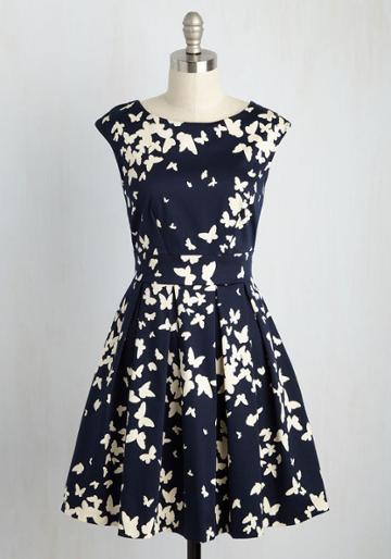  Fluttering Romance A-line Dress In Butterfly Silhouettes In 12 (uk)