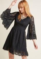 Modcloth Bell Sleeve Lace Dress In Black In S