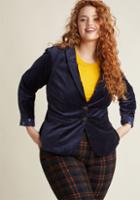 Modcloth Velvet Executive Blazer In Navy In 4x