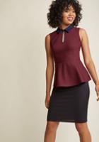 Modcloth Collared Keyhole Sleeveless Top In Wine In 4x
