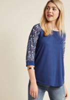 Modcloth Floral Raglan Top In S
