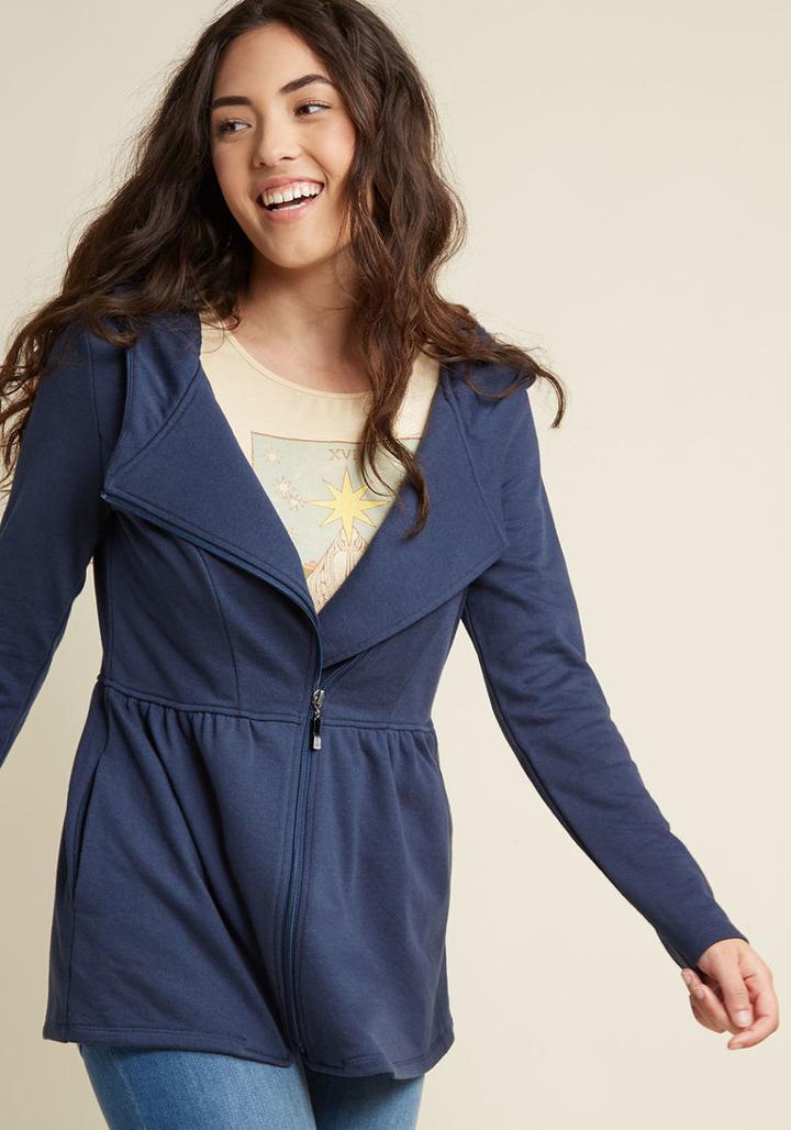 Modcloth Juneau How I Feel Jacket In Navy In 1x