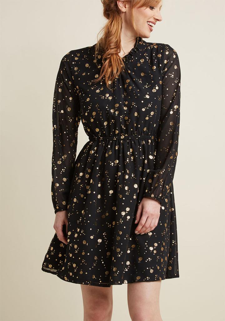 Yumi Flashy Function Long Sleeve Dress In 10 (uk)