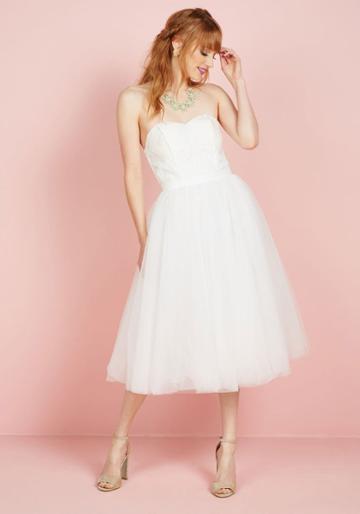 Modcloth A Love Above The Rest Fit And Flare Dress In White