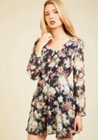  Sweet As Saturday Morning Long Sleeve Dress In Navy Bloom In L