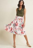 Modcloth Ikebana For All A-line Midi Skirt In Pink Petals In 4x