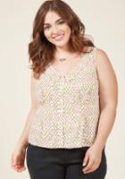Modcloth V-neck Chelsea Collar Button-up Top In Orchard In 1x