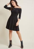 Modcloth Off-shoulder Knit Dress In Black In 3x
