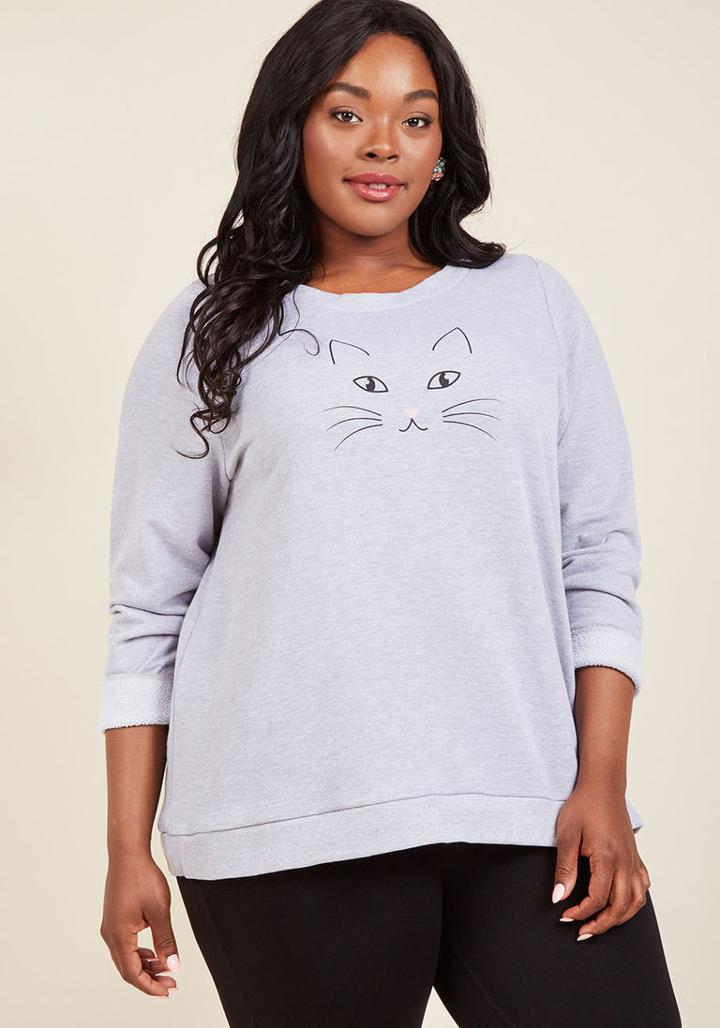 Modcloth Tabby Hour Sweatshirt In Xs
