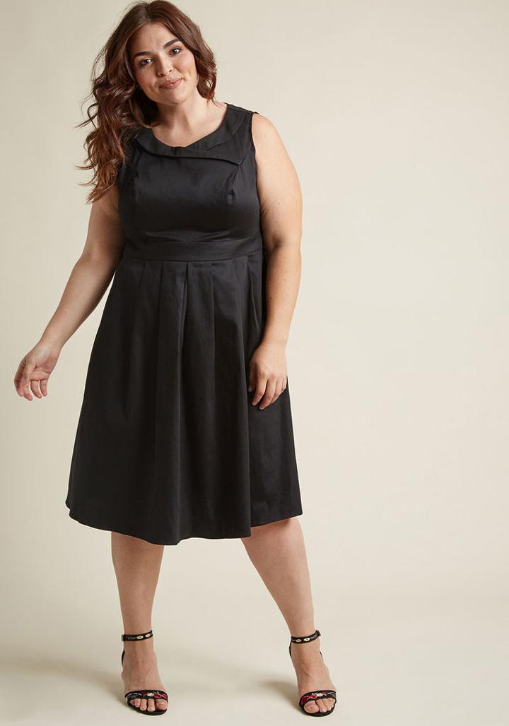 Modcloth Retro Sentiment Cotton A-line Dress In Black In S