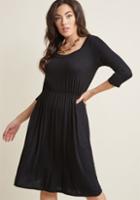 Modcloth Basic A-line Dress With 3/4 Sleeves In Black In 2x