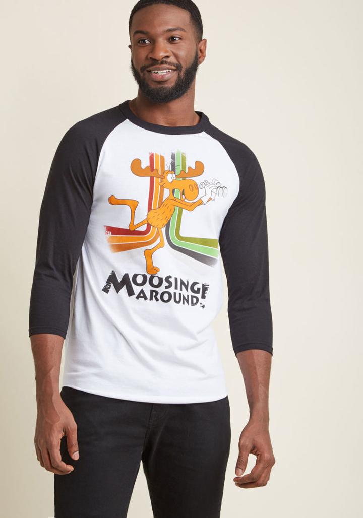 Modcloth Moose, There It Is Men's Raglan Graphic Tee In Xxl