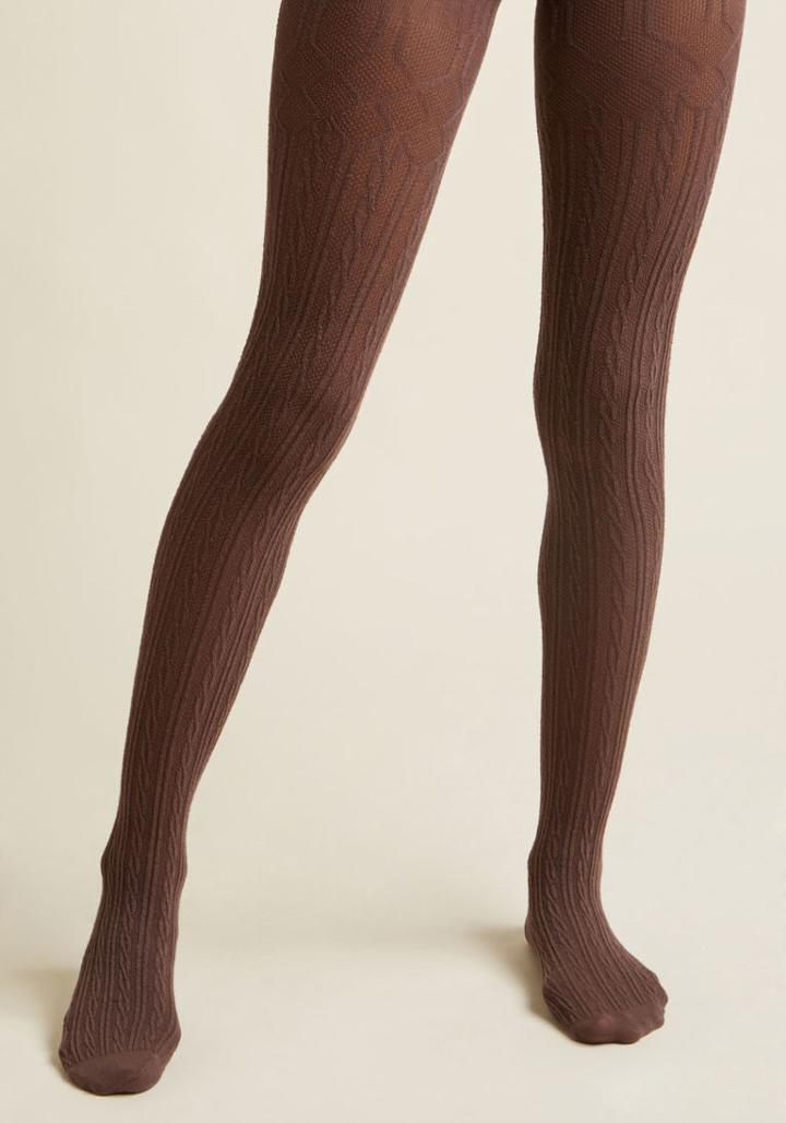 Modcloth Sweetness Sprinkled In Cable Knit Tights