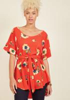 Modcloth Medium Format Memory Tunic In Red Blossoms In Xl