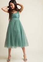 Modcloth Graceful Greatness Fit And Flare Dress In Sage In Xl
