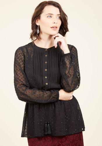  Adored Aesthetic Button-up Top In Sparkling Black In M