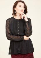  Adored Aesthetic Button-up Top In Sparkling Black In M
