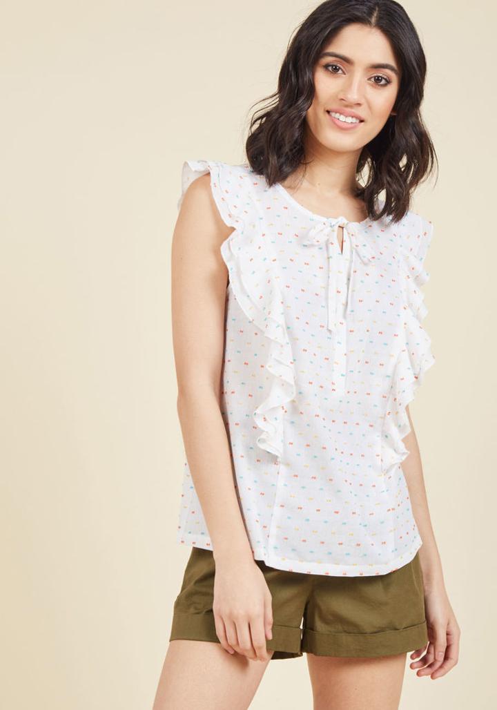 Modcloth Frills Included Sleeveless Top In S