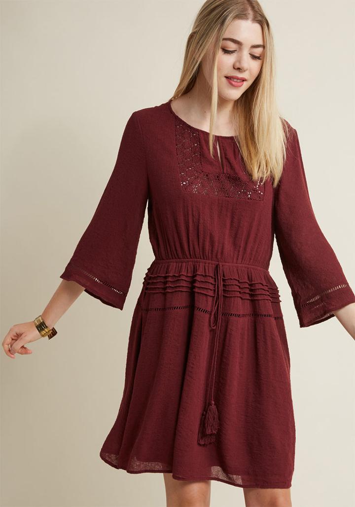 Modcloth Farmers Markedness Long Sleeve Dress In S