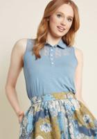 Modcloth Favorable Flourish Collared Knit Top In L
