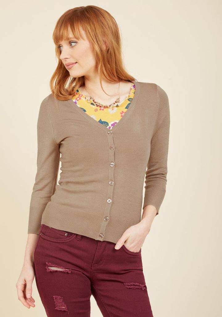 Modcloth Charter School Cardigan In Biscuit