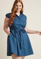 Modcloth Smoothie Enthusiast A-line Shirt Dress In Blueberry In 1x
