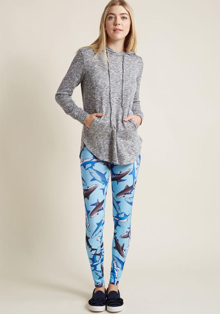 Modcloth Fresh Take Leggings In Sharks In Xs